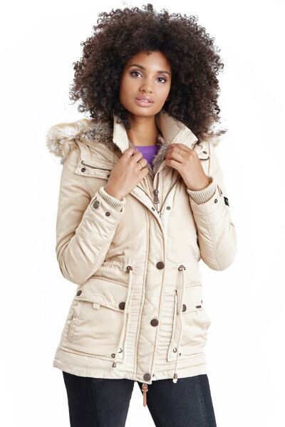 Marikoo Grinsekatze Damen lange Winterjacke mit Kapuze Outlet
