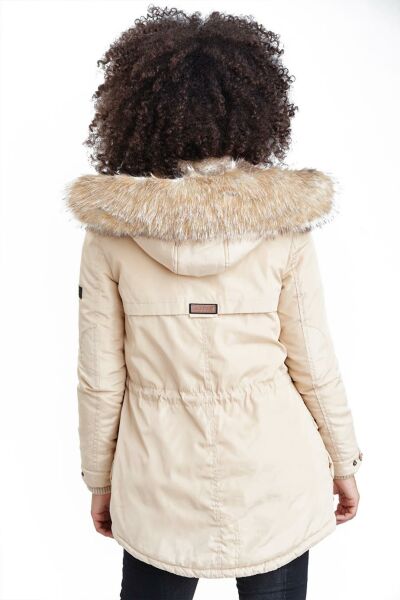 Marikoo Grinsekatze Damen lange Winterjacke mit Kapuze Outlet