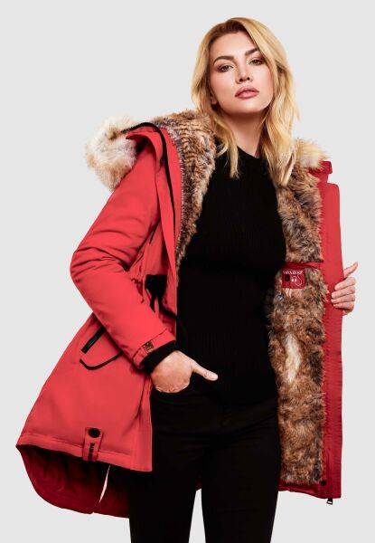 Marikoo Navahoo Bombii Damen Winterjacke lang mit Kunstfell Osterangebot