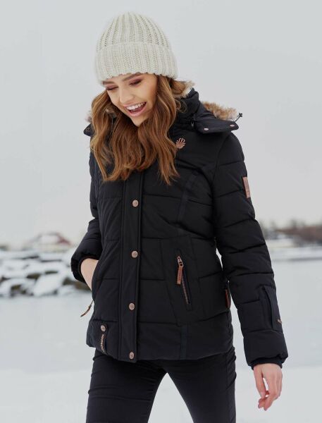 Marikoo Nekoo warm gefütterte Damen Winterjacke mit Kunstfell Tägliche Deals