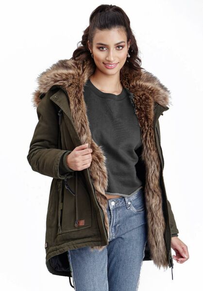 Marikoo Navahoo Daria Damen Parka Jacke mit Kunstfellkragen Exklusivangebot