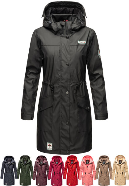 Marikoo Navahoo Deike Damen Regenjacke Regenmantel lang Teddyfell Preisnachlass
