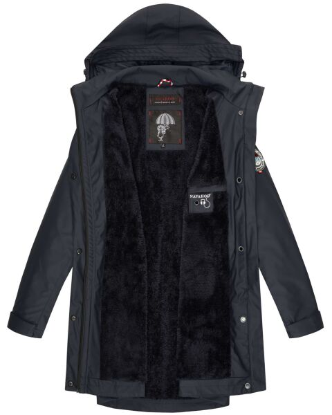 Marikoo Navahoo Deike Damen Regenjacke Regenmantel lang Teddyfell Preisnachlass