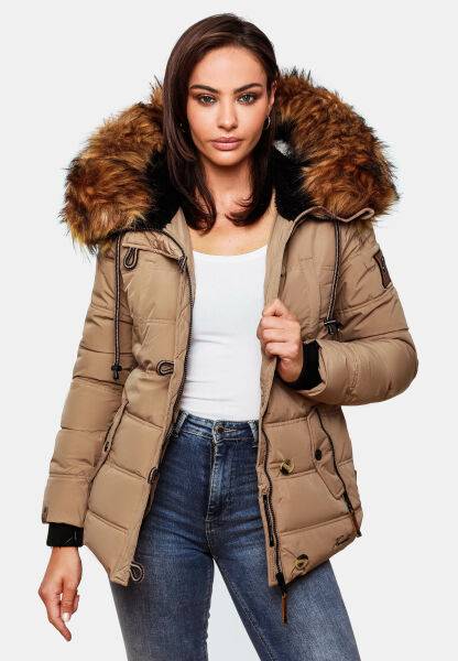 Marikoo Navahoo Zoja Damen gespteppte Jacke mit Teddyfell Speichern exportieren
