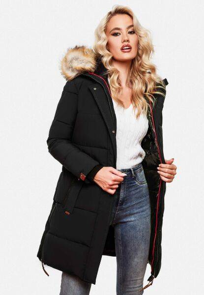 Marikoo Navahoo Halina Damen Winter Steppmantel mit Kunstfell Zeitlich begrenztes Angebot