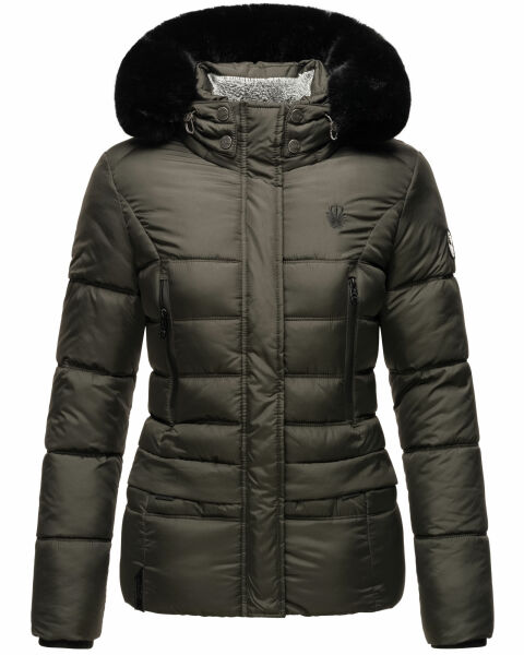 Marikoo Loveleen Damen Winter Steppjacke mit Teddyfell und Fellkragen VIP-Rabatte