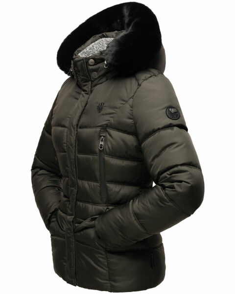 Marikoo Loveleen Damen Winter Steppjacke mit Teddyfell und Fellkragen VIP-Rabatte