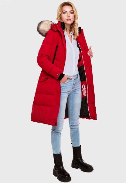 Marikoo Schneesternchen Damen lange Winter Steppjacke mit Kapuze Super Sparpreis