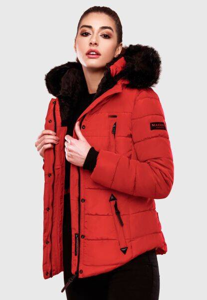 Marikoo Lotusblüte warme Damen Winterjacke gesteppt mit Kunstfell Kostenlose Rückgabe
