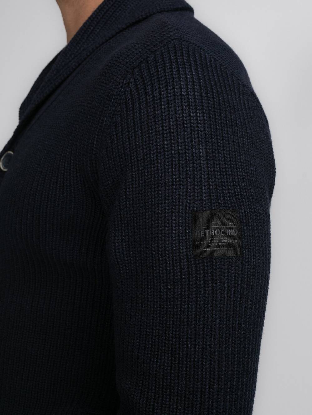 Petrol Industries M-3040-KWC282 Men Knitwear Collar Cardigan (5120 Sky Captain) Clearance-Verkauf