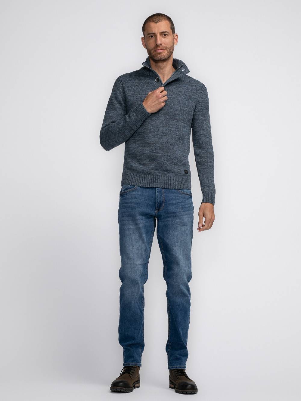 Petrol Industries M-3040-KWC206 Men Knitwear Collar (5183 Light Shadow) Fabrikladen
