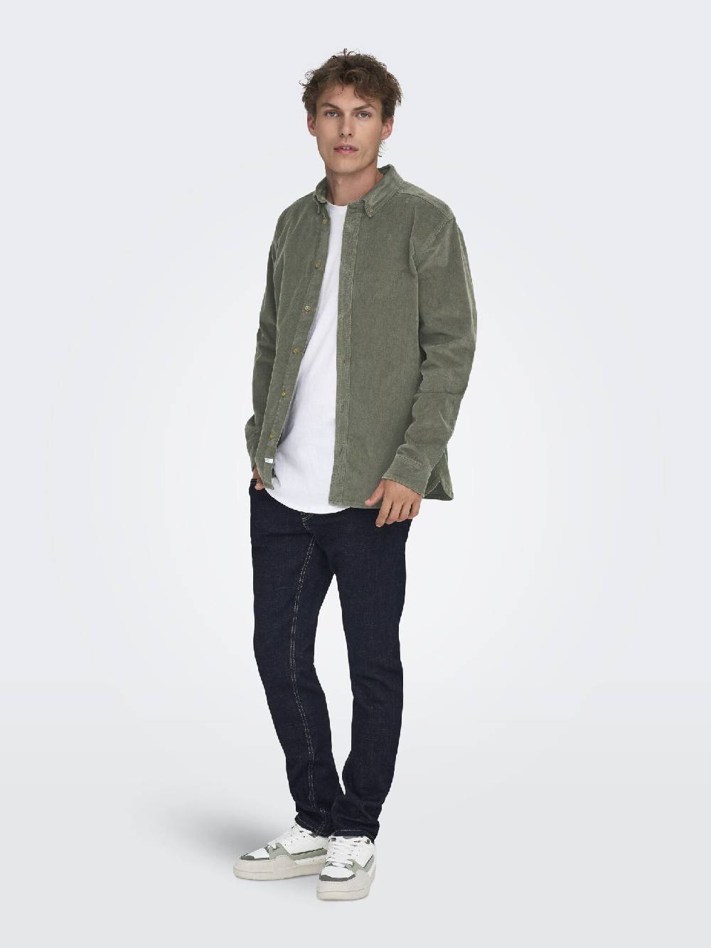 Only & Sons ONSMICHAEL 18W REG CORD STRETCH LS (Castor Gray) Auslauf