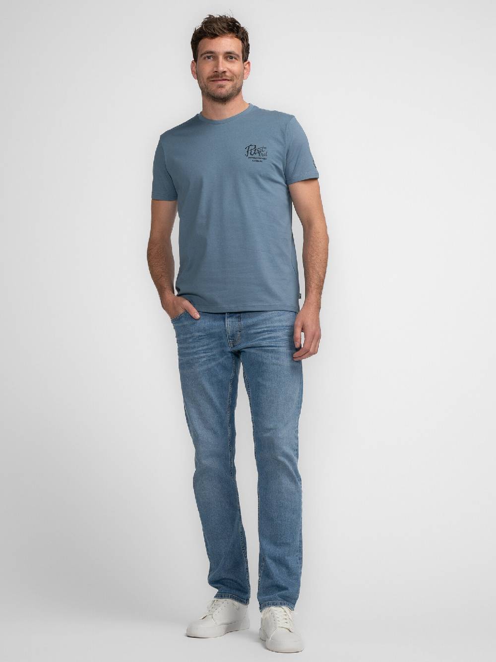 Petrol M-3040-TSR662 Men T-Shirt SS Classic Print (5183 Light Shadow) Verkauf