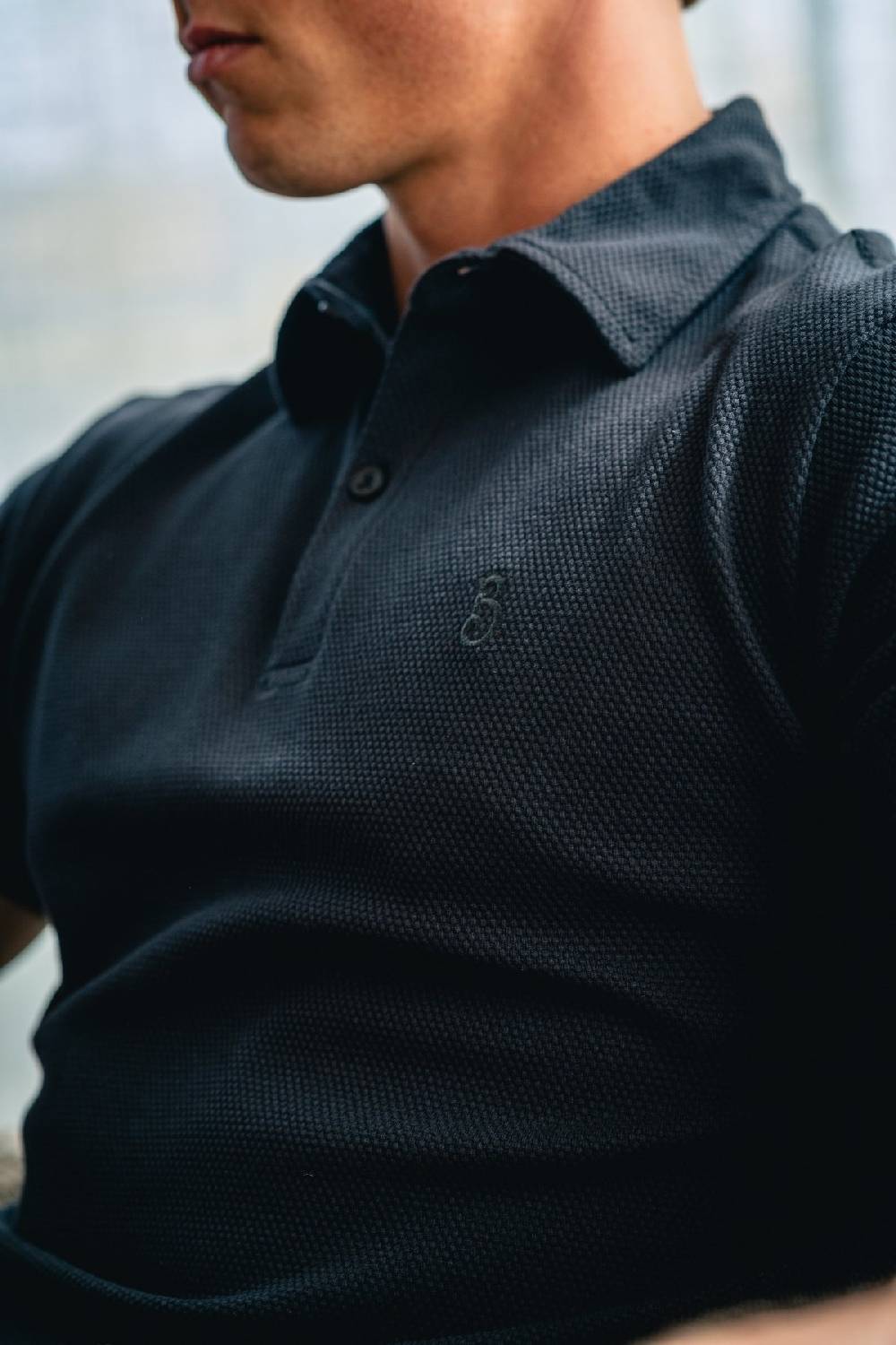 Boogaerts MAX WAFFLE POLO BLACK Fabrikverkauf