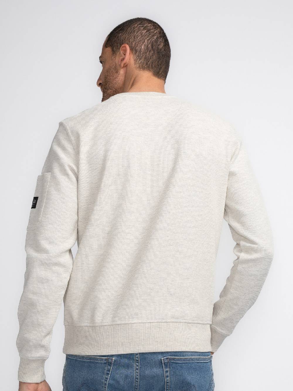 Petrol M-3040-SWR304 Men Sweater Round Neck (0009 Antique White Melee) Zeitlich begrenztes Angebot