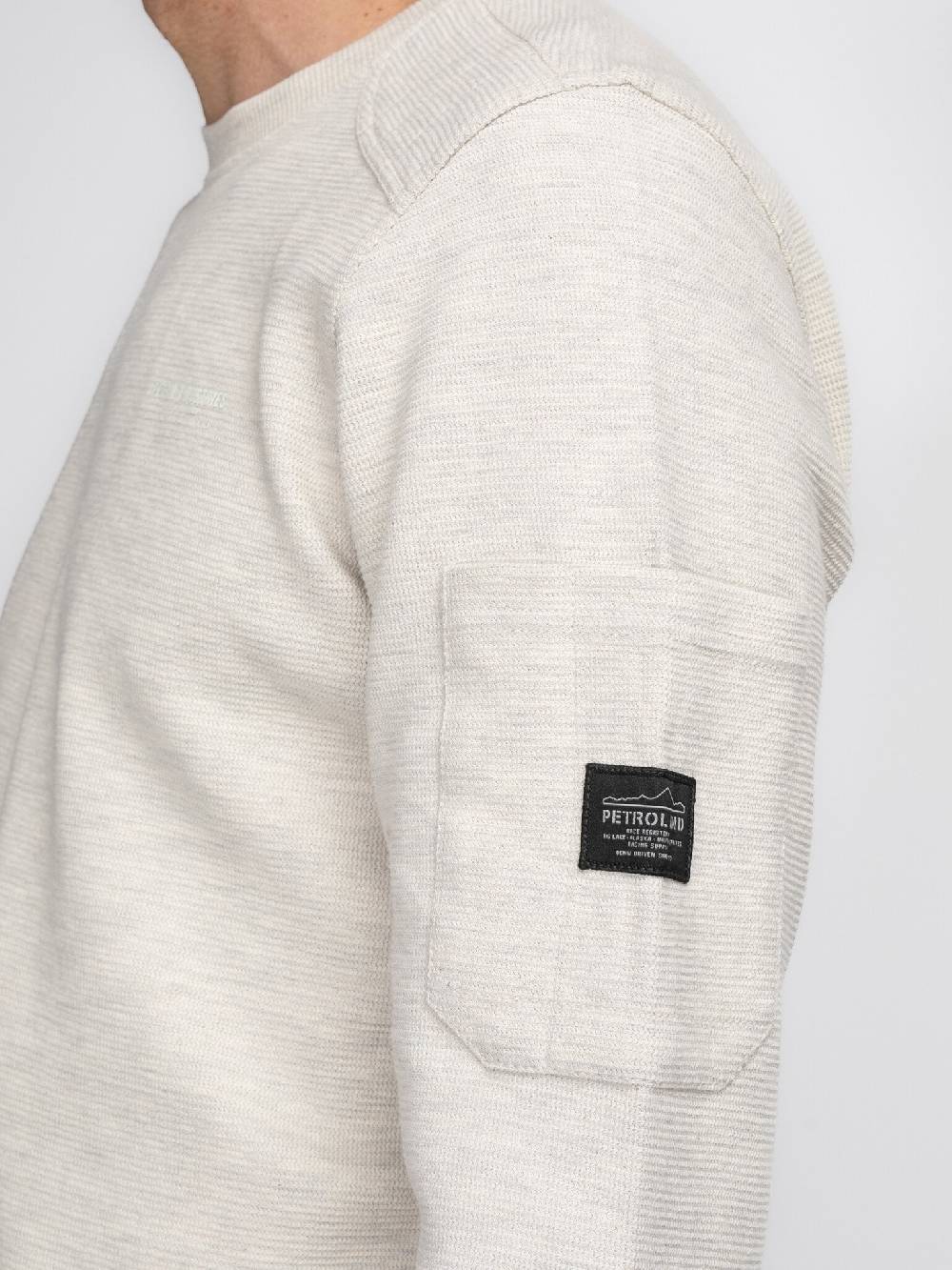 Petrol M-3040-SWR304 Men Sweater Round Neck (0009 Antique White Melee) Zeitlich begrenztes Angebot