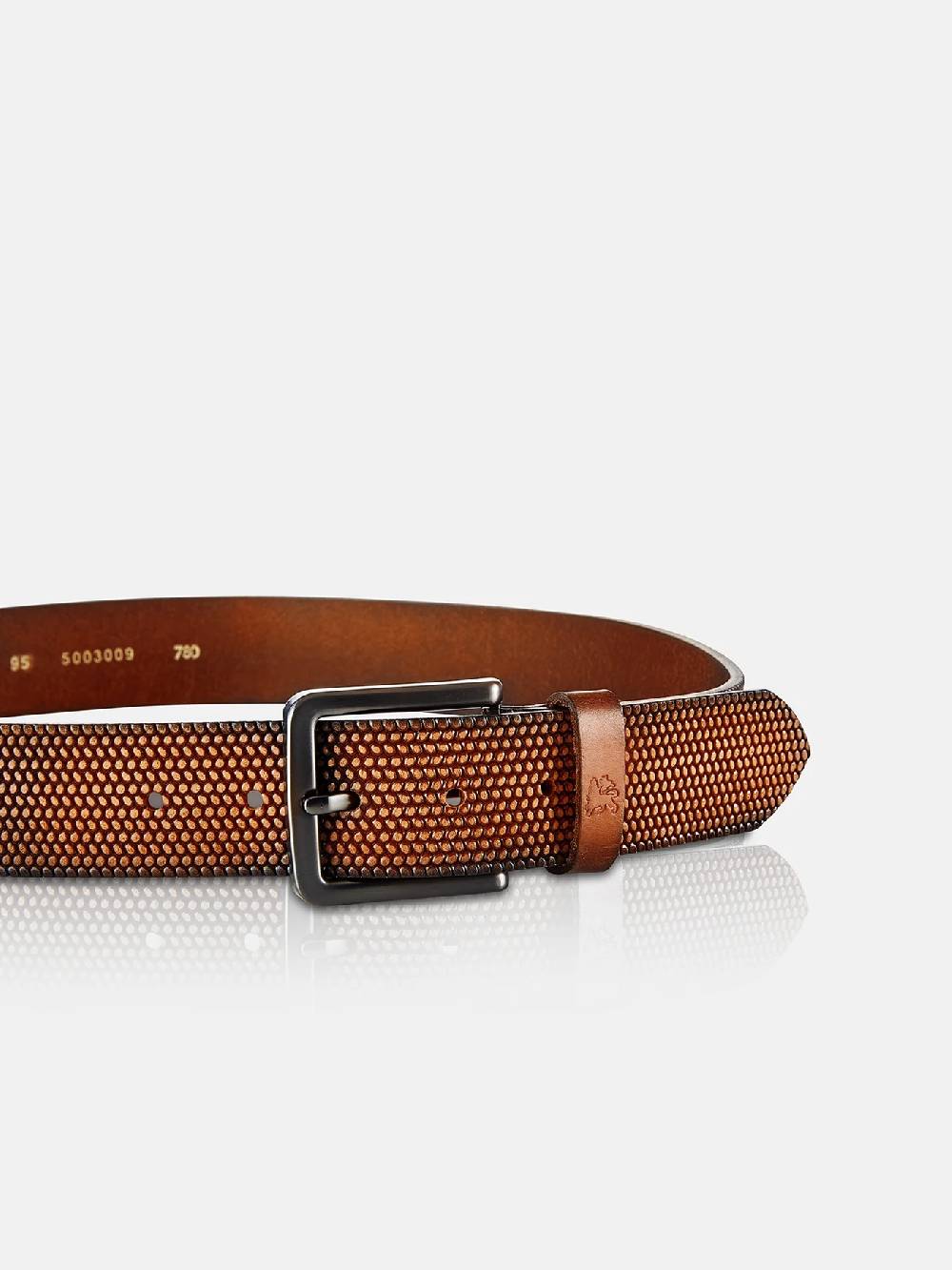 Lerros 5003009 RIEM *LEWIS* VAN BUFFELLEER MET RELIËF (740 COGNAC) Räumungsverkauf