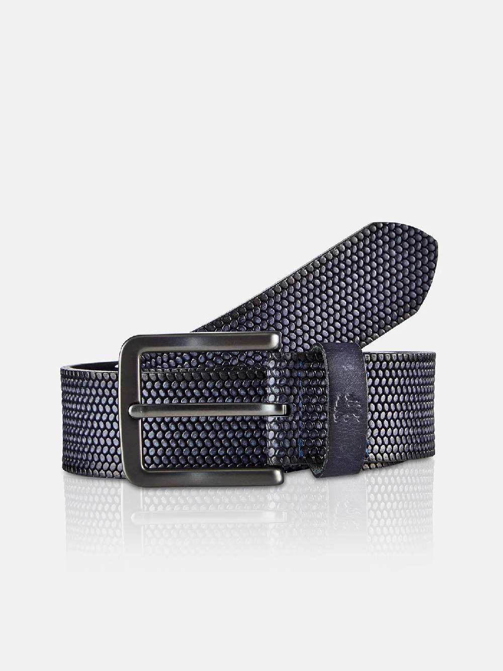 Lerros 5003009 RIEM *LEWIS* VAN BUFFELLEER MET RELIËF (485 CLASSIC NAVY) Kauf eins, bekomm eins gratis