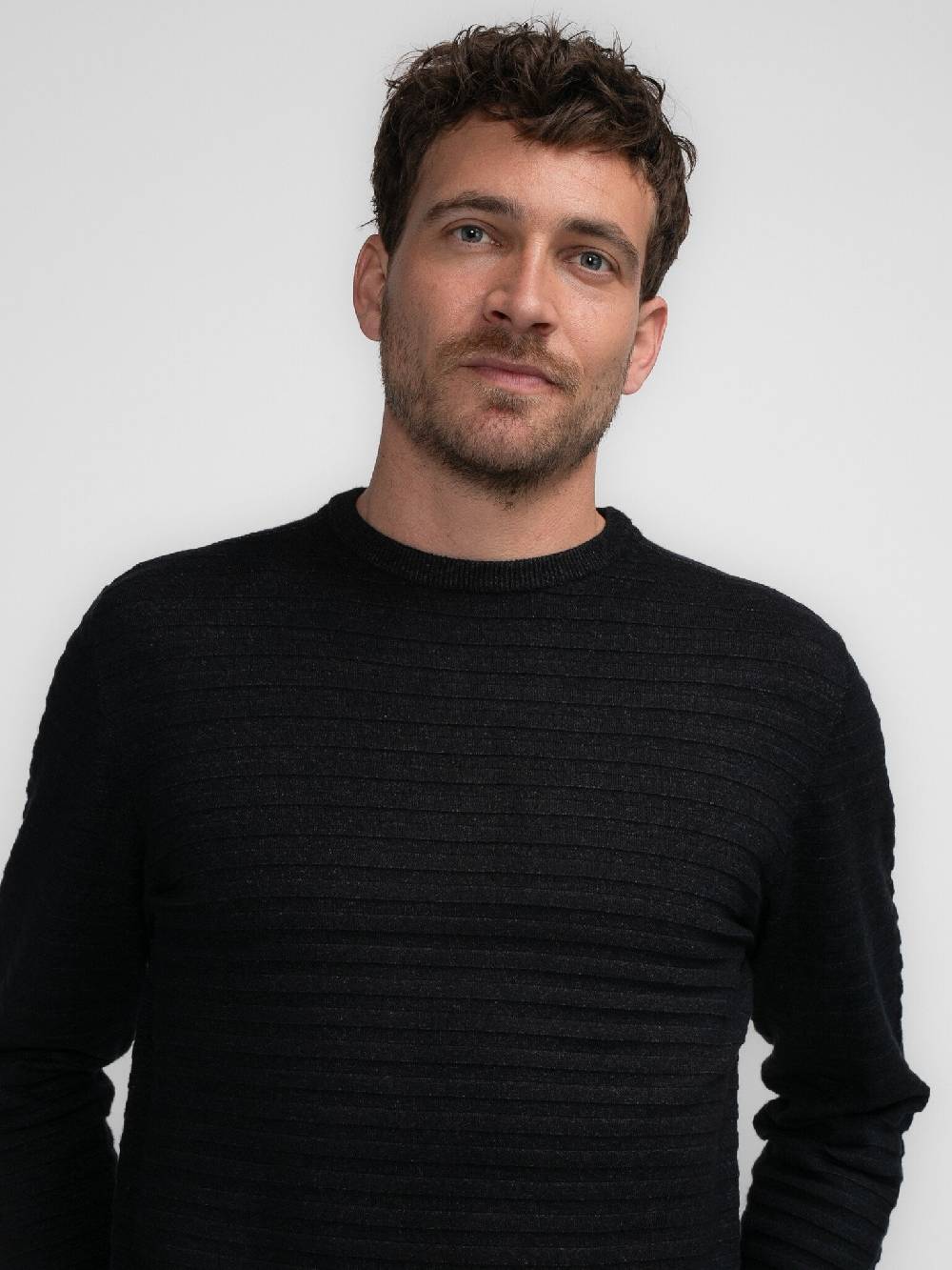 Petrol M-3040-KWR269 Men Knitwear Round Neck Basic (9091 Dark Black) Bestseller
