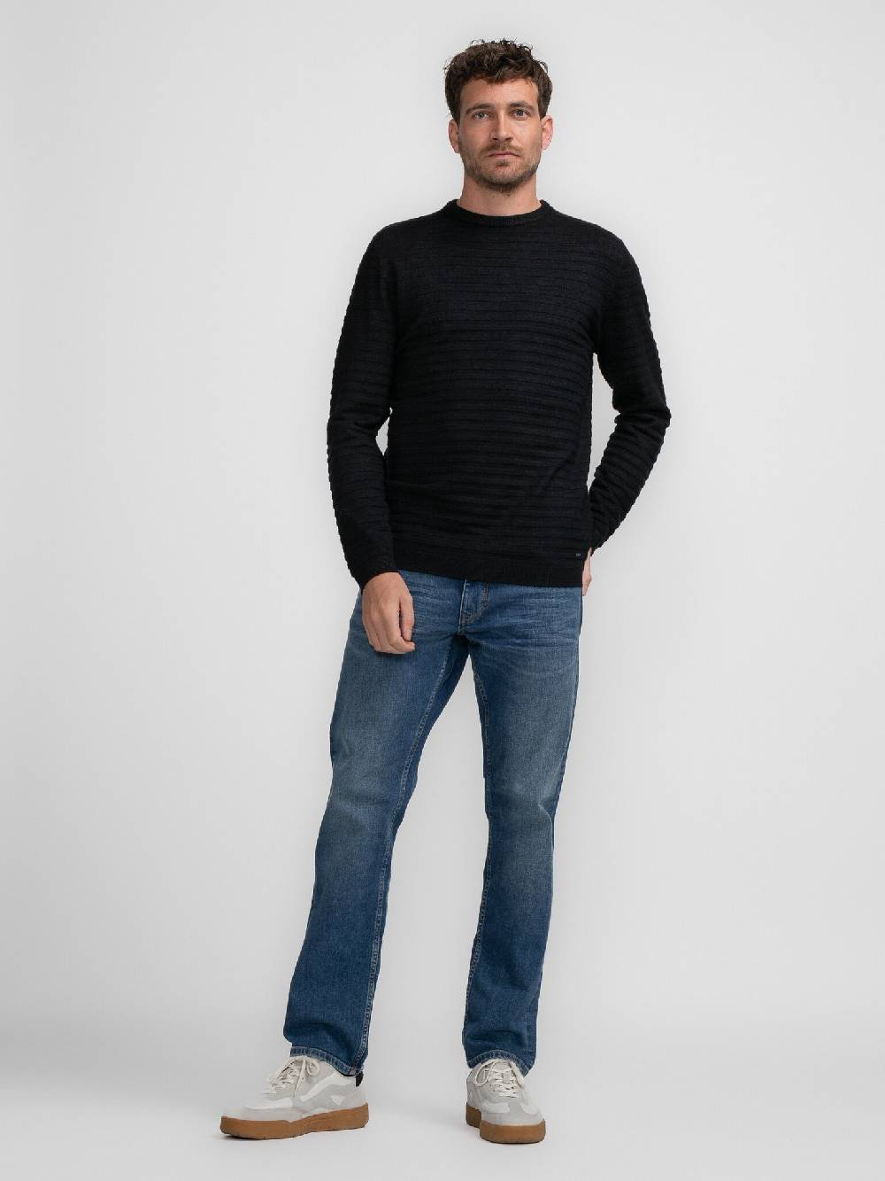 Petrol M-3040-KWR269 Men Knitwear Round Neck Basic (9091 Dark Black) Bestseller