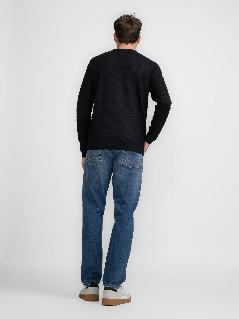 Petrol M-3040-KWR269 Men Knitwear Round Neck Basic (9091 Dark Black) Bestseller