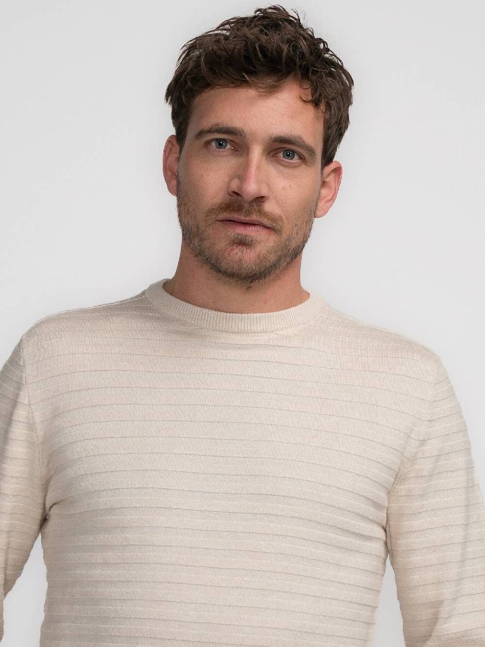 Petrol M-3040-KWR269 Men Knitwear Round Neck Basic (7137 Ecru) Saisonale Angebote