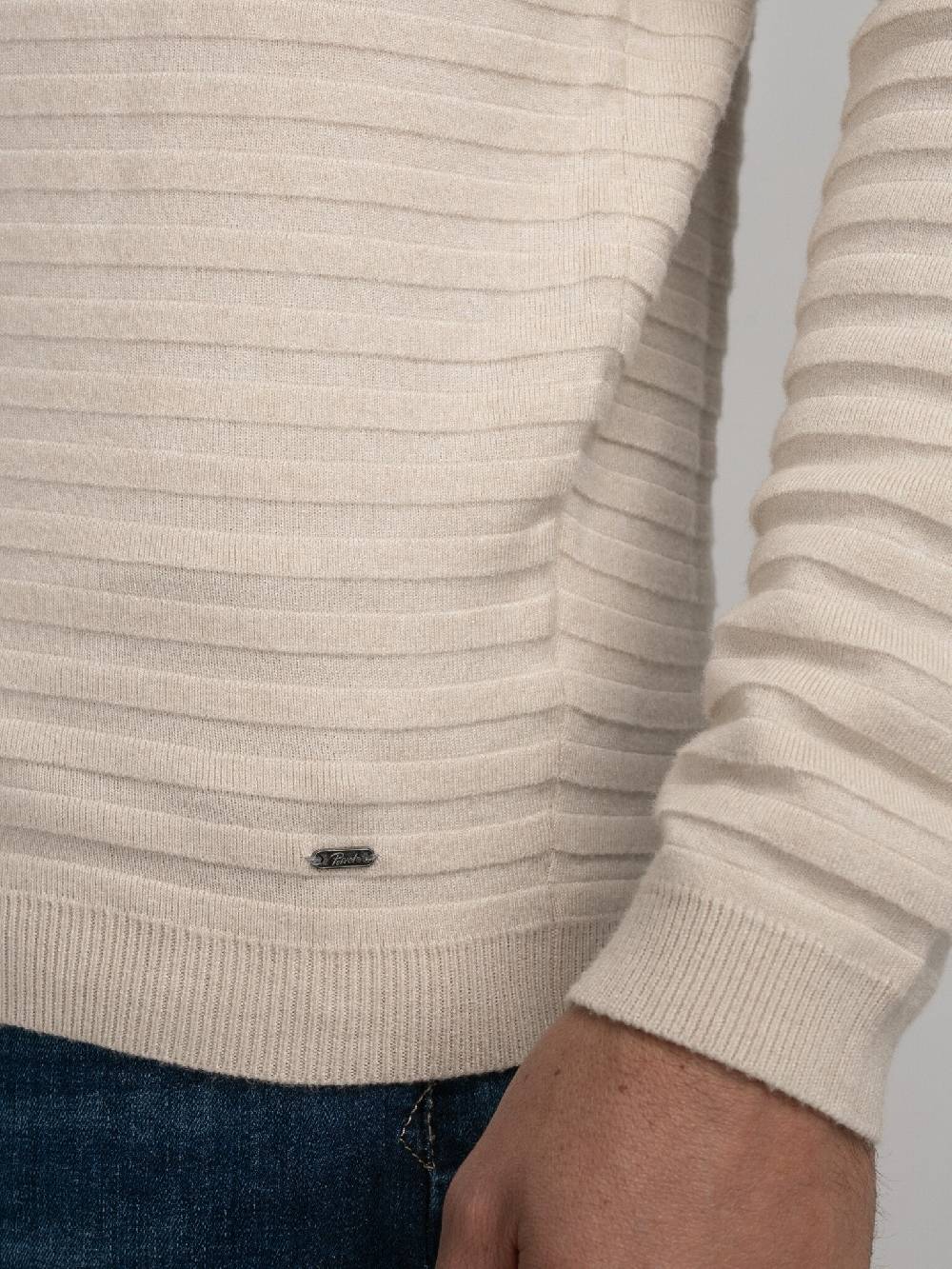 Petrol M-3040-KWR269 Men Knitwear Round Neck Basic (7137 Ecru) Saisonale Angebote