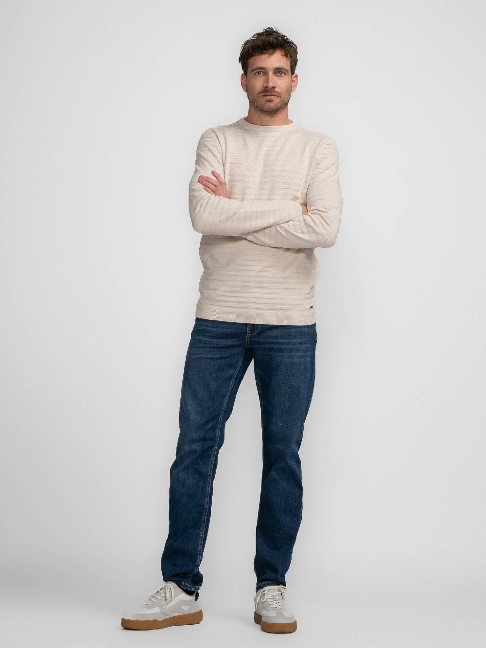 Petrol M-3040-KWR269 Men Knitwear Round Neck Basic (7137 Ecru) Saisonale Angebote
