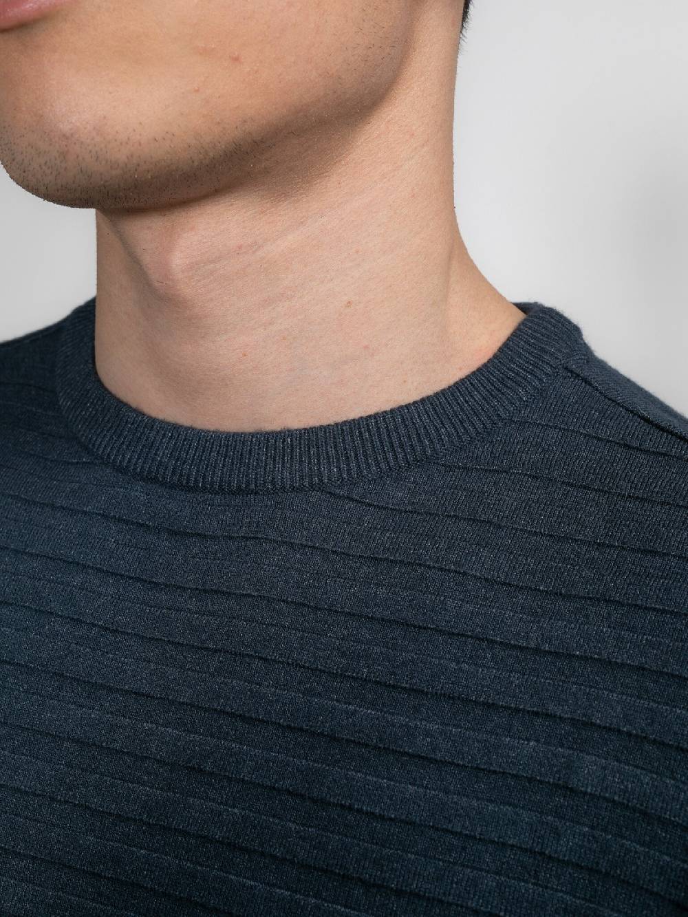 Petrol M-3040-KWR269 Men Knitwear Round Neck Basic (5185 Midnight blue) Kauf eins, bekomm eins gratis