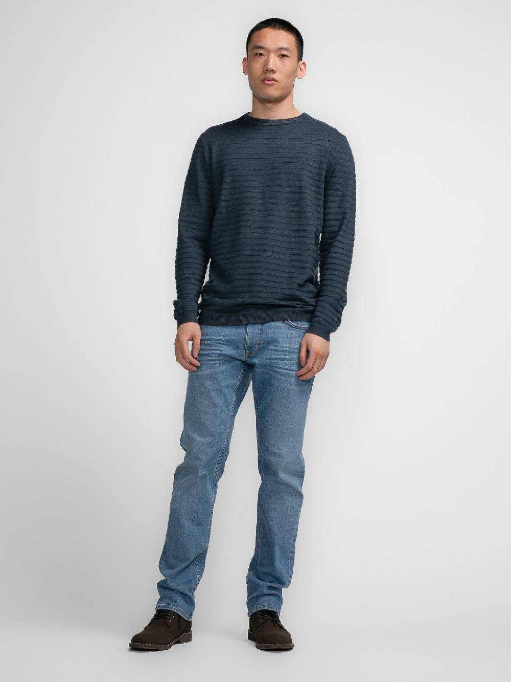Petrol M-3040-KWR269 Men Knitwear Round Neck Basic (5185 Midnight blue) Kauf eins, bekomm eins gratis