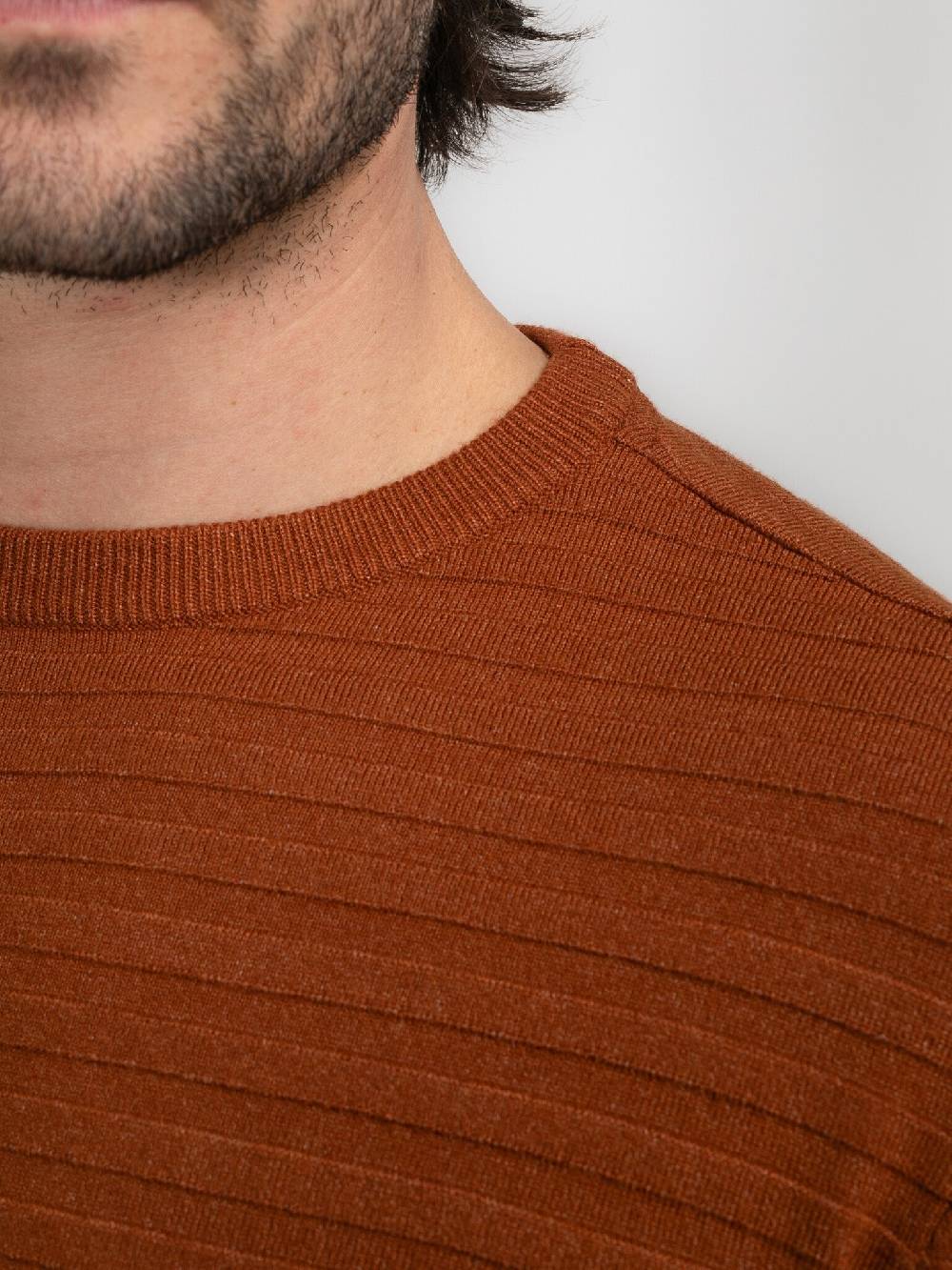 Petrol M-3040-KWR269 Men Knitwear Round Neck Basic (2123 Dark Caramel) Tägliche Deals