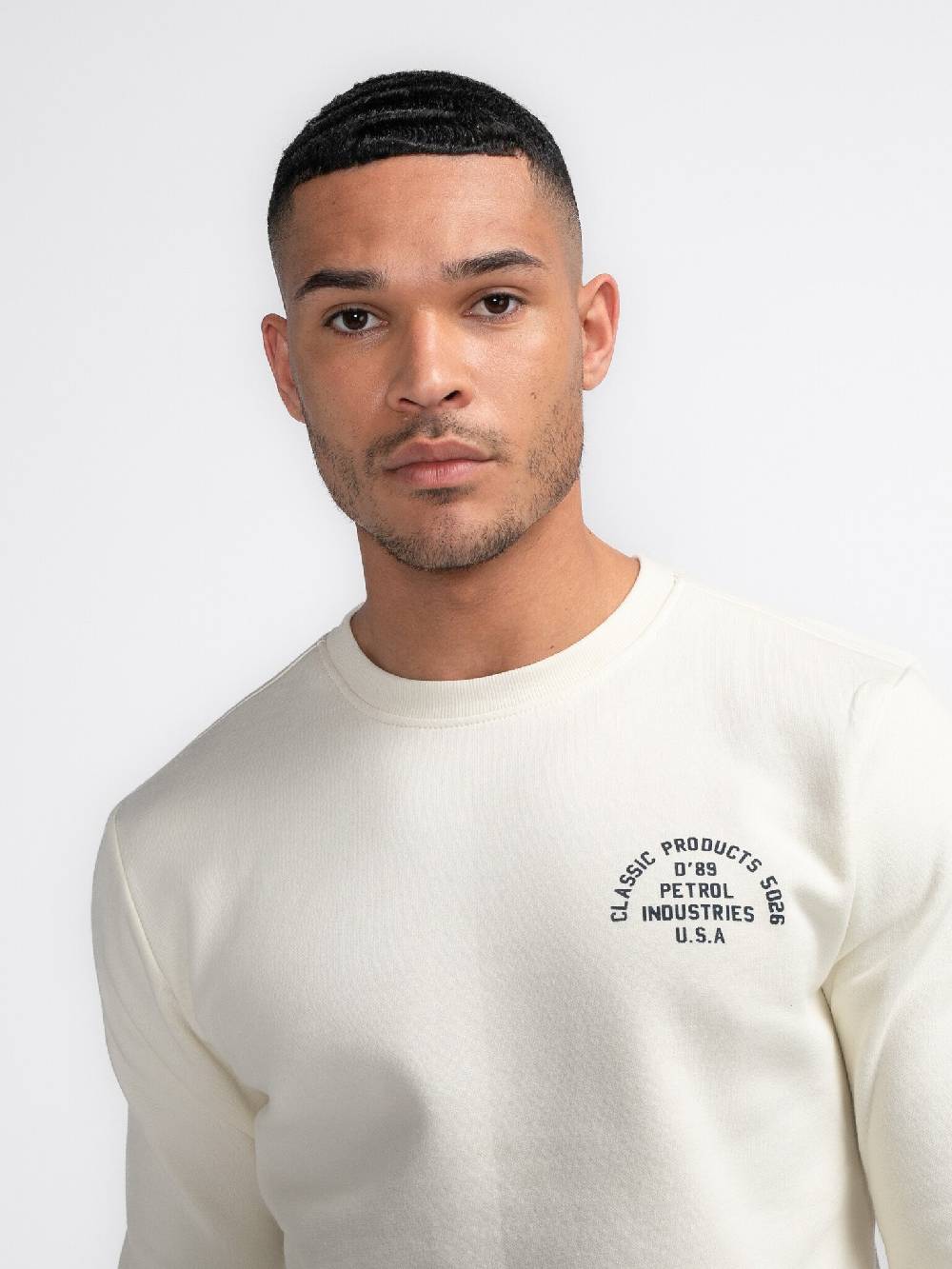Petrol M-3040-SWR364 Men Sweater Round Neck Print (0007 Antique White) Super Sparpreis