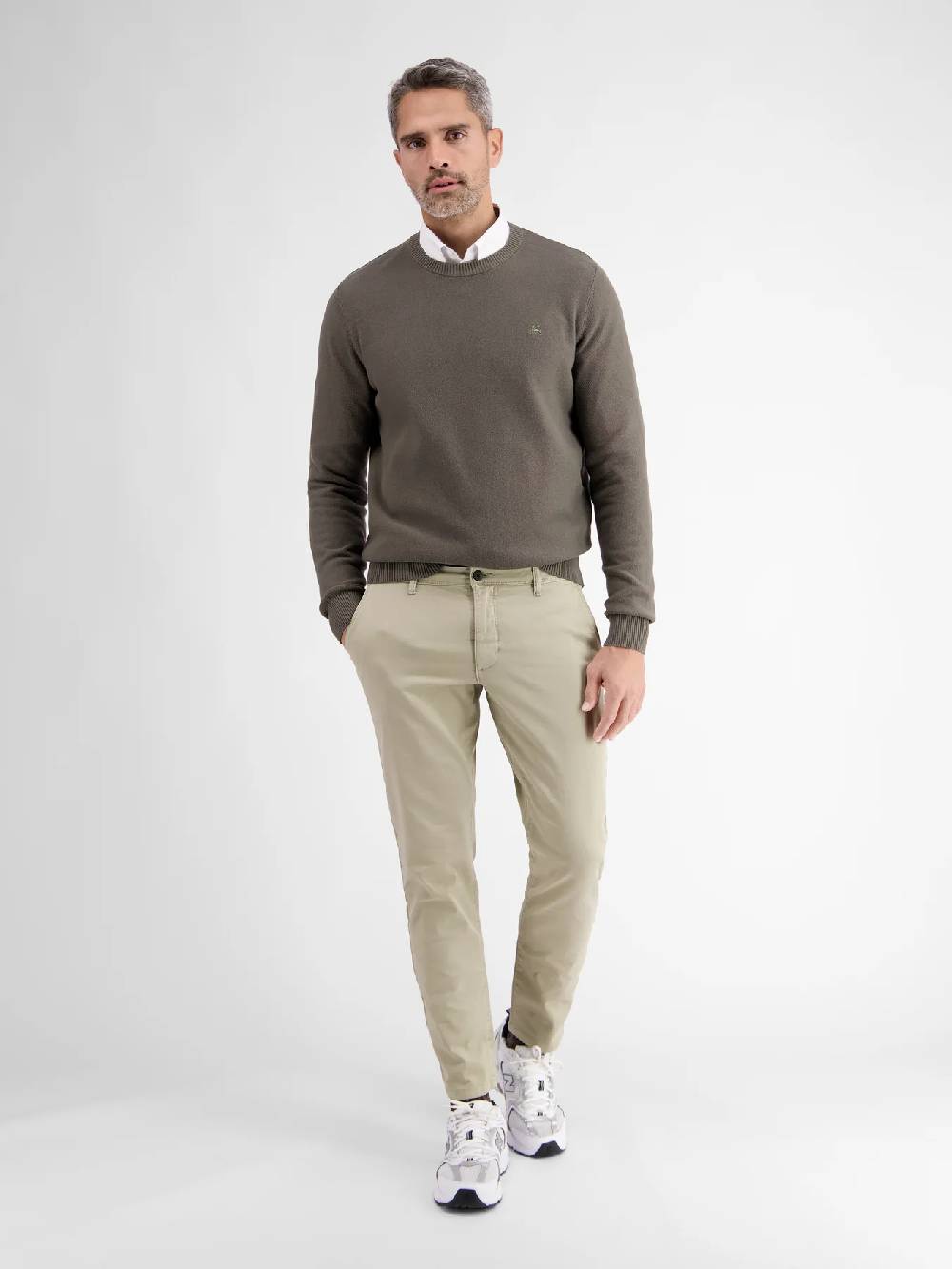 Lerros 2009166 CHINO MICROSTRUCTUUR SLIM FIT (707 SOFT STONE) Neueste Stile