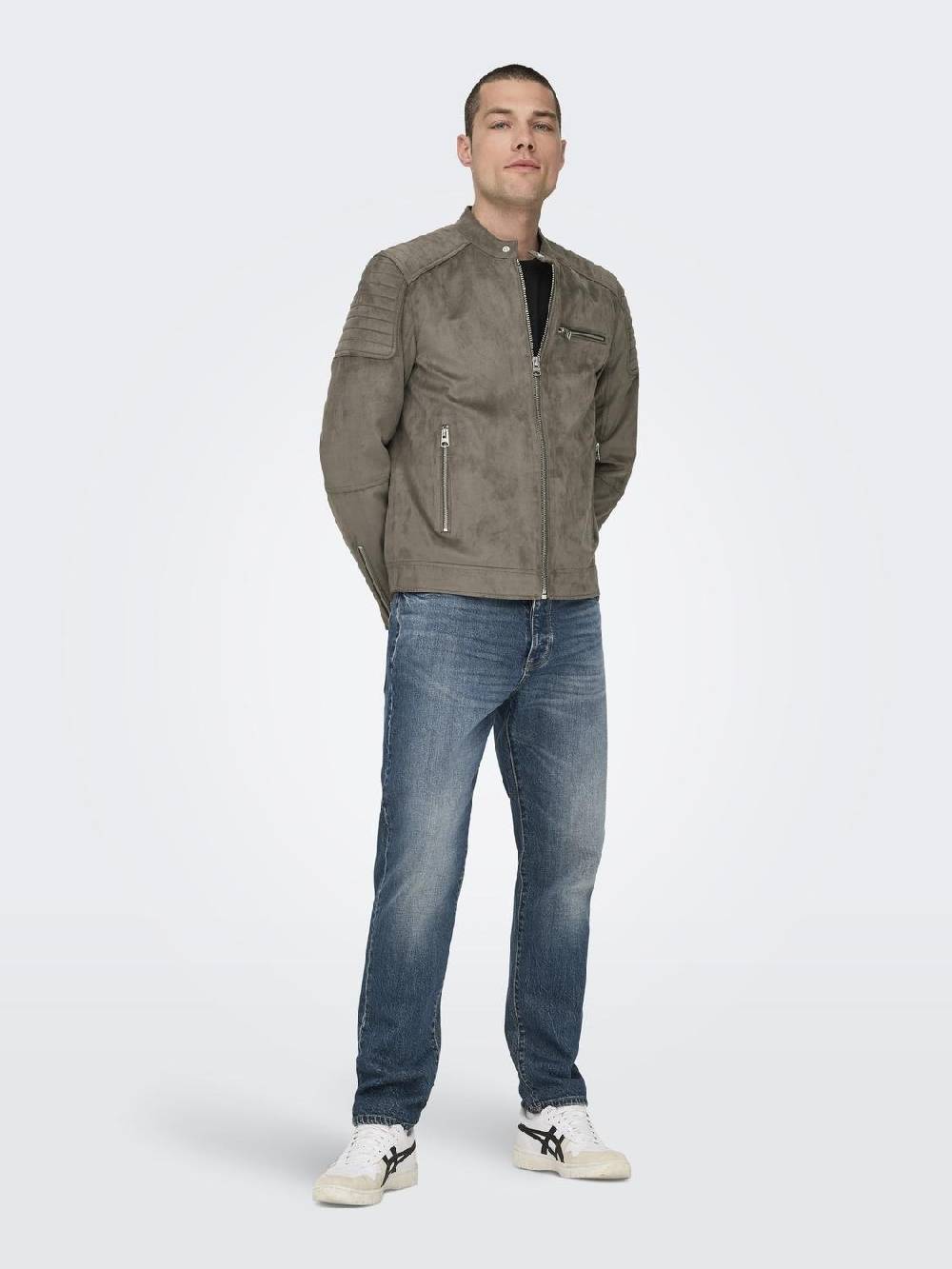 Only & Sons ONSGUS FAUX SUEDE RACER JACKET (Falcon) Im Verkauf