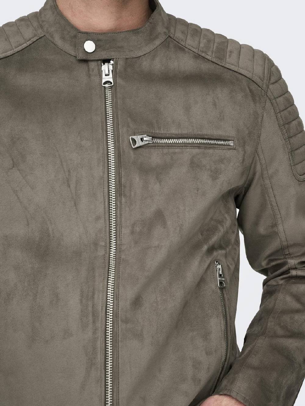 Only & Sons ONSGUS FAUX SUEDE RACER JACKET (Falcon) Im Verkauf