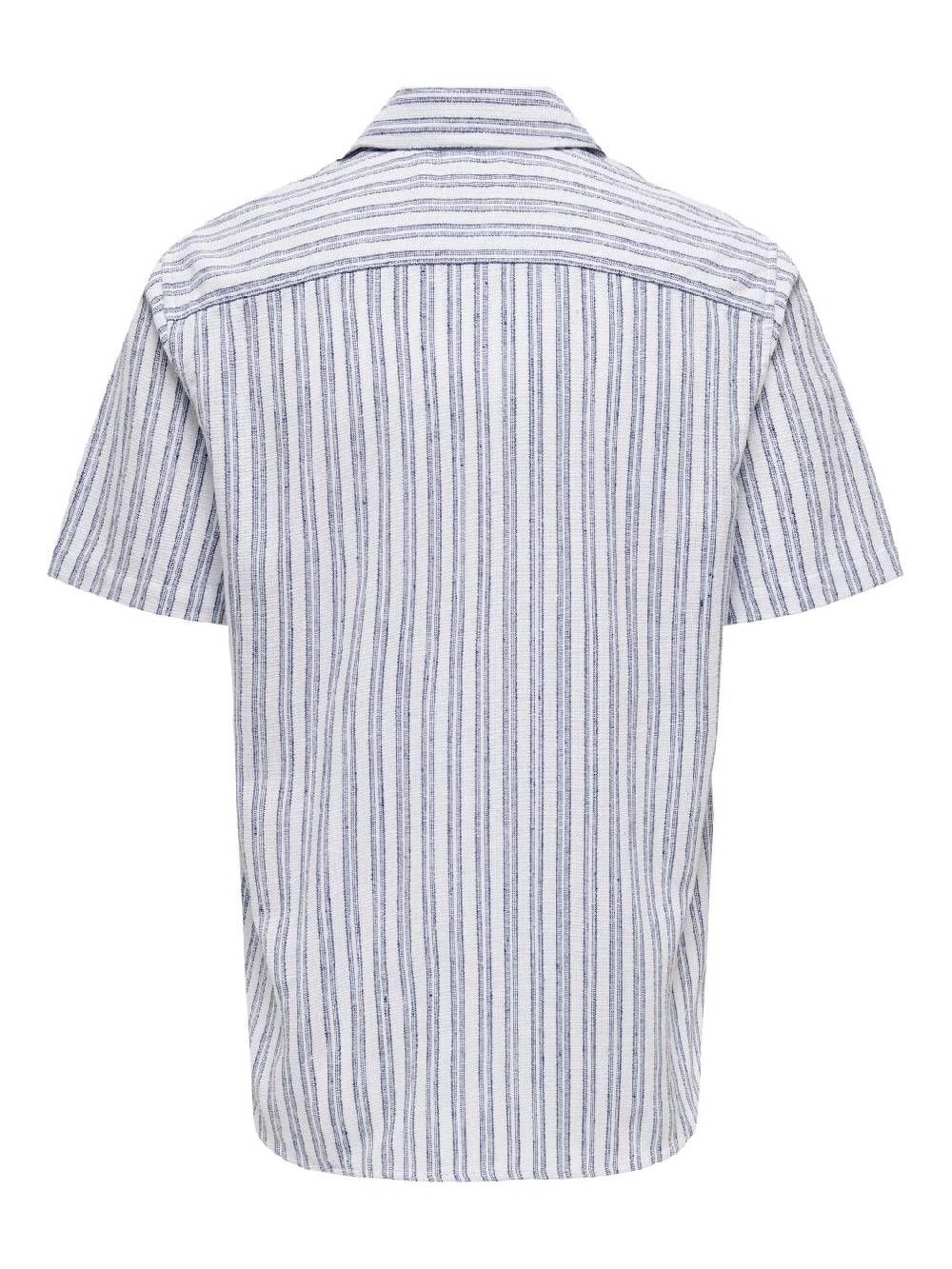 Only & Sons ONSTRUE REG SS STRUC STRIPE SHIRT SILVER LINING Valentinstagsangebot