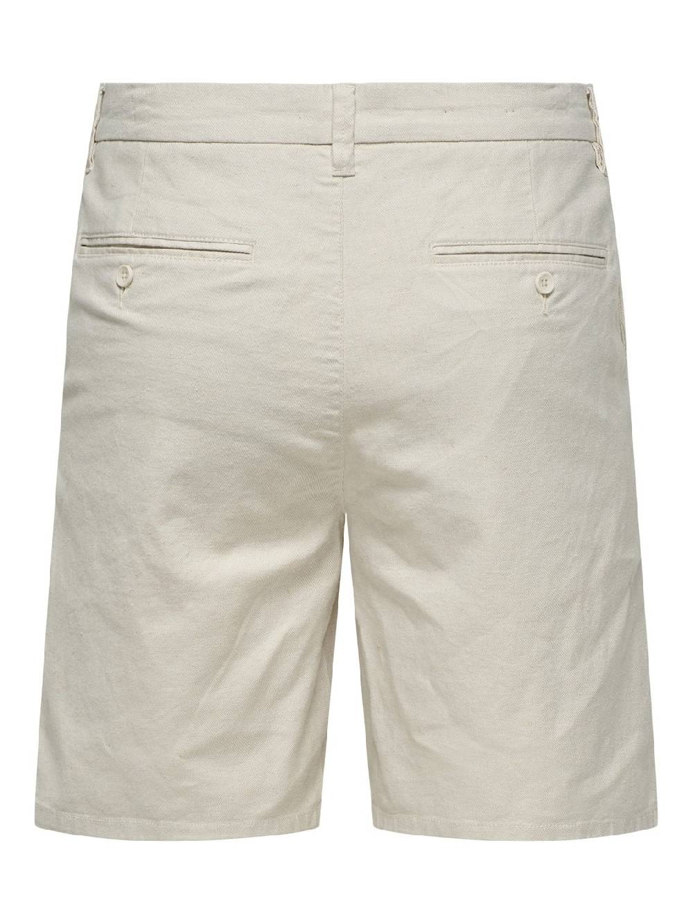 Only & Sons ONSMARK 0011 COTTON LINEN SHORTS NOOS SILVER LINING Letzter Tag