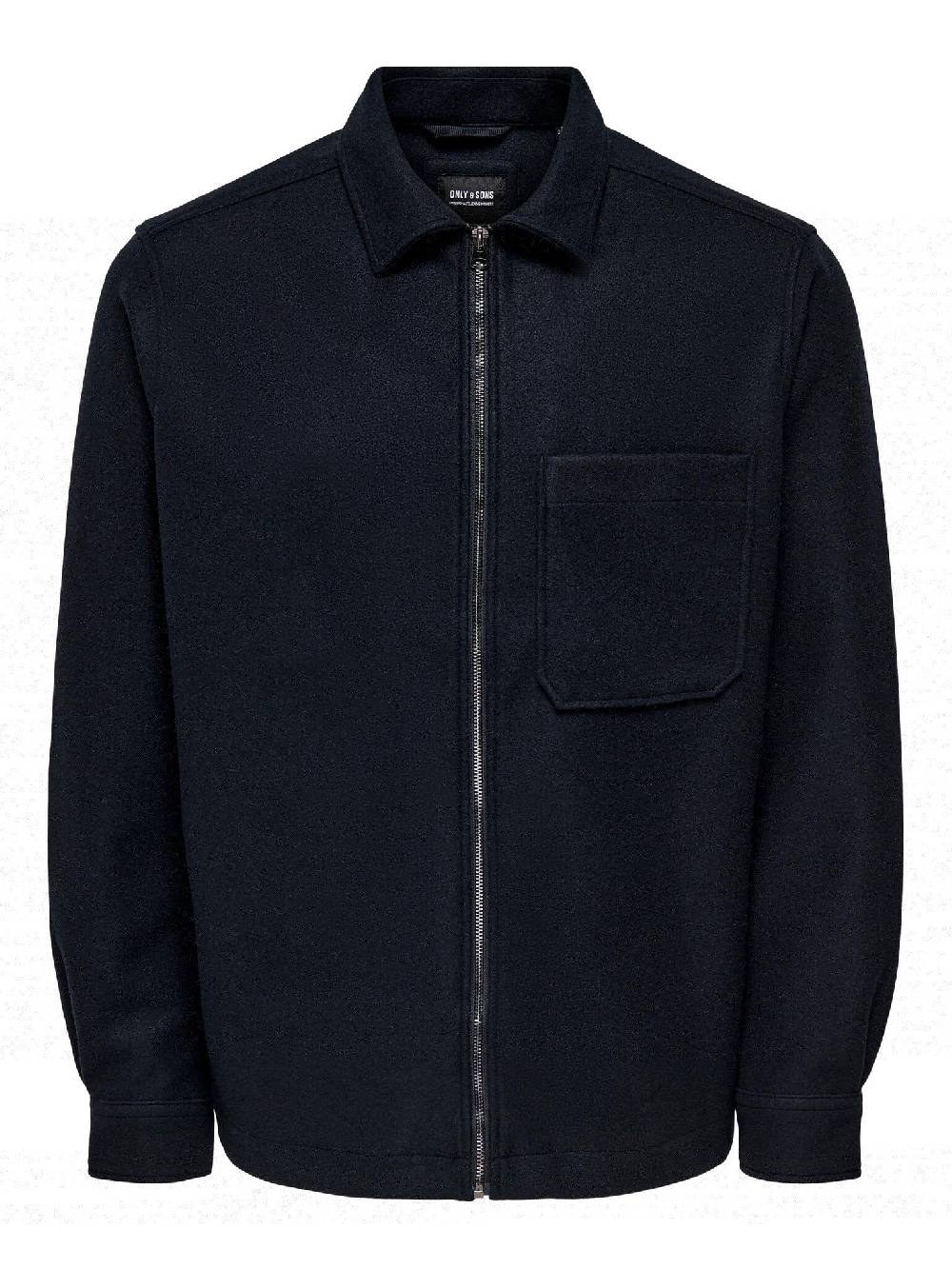 Only & Sons Onsdal OVR ZIP LS Shirt (187197 Dark Navy) Auslauf