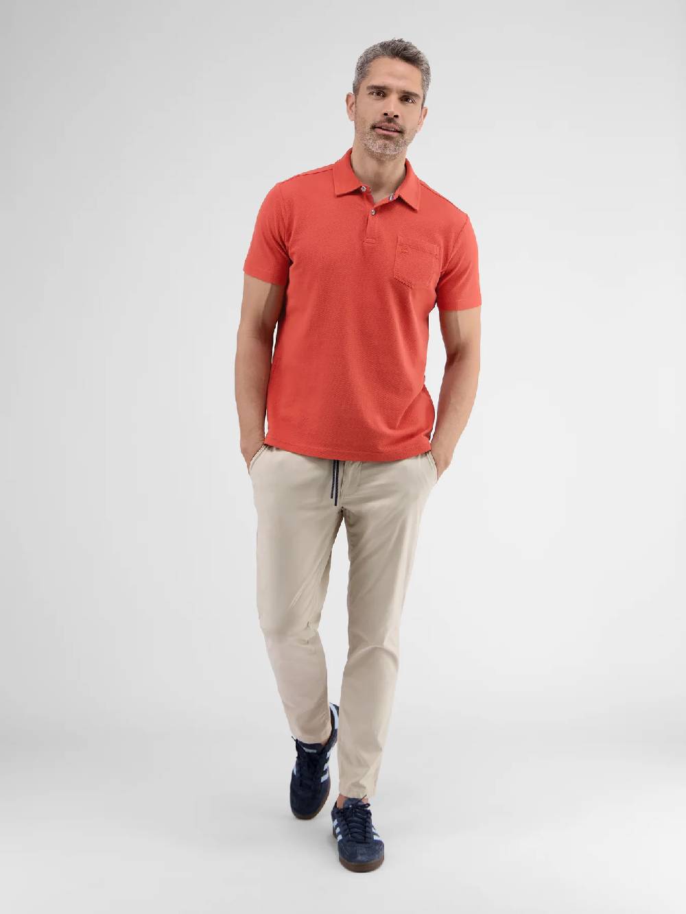 Lerros 2443204 POLOSHIRT IN SPORTIEVE WAFELPIQUÉKWALITEIT (327 DEEP CORAL RED) Black Friday