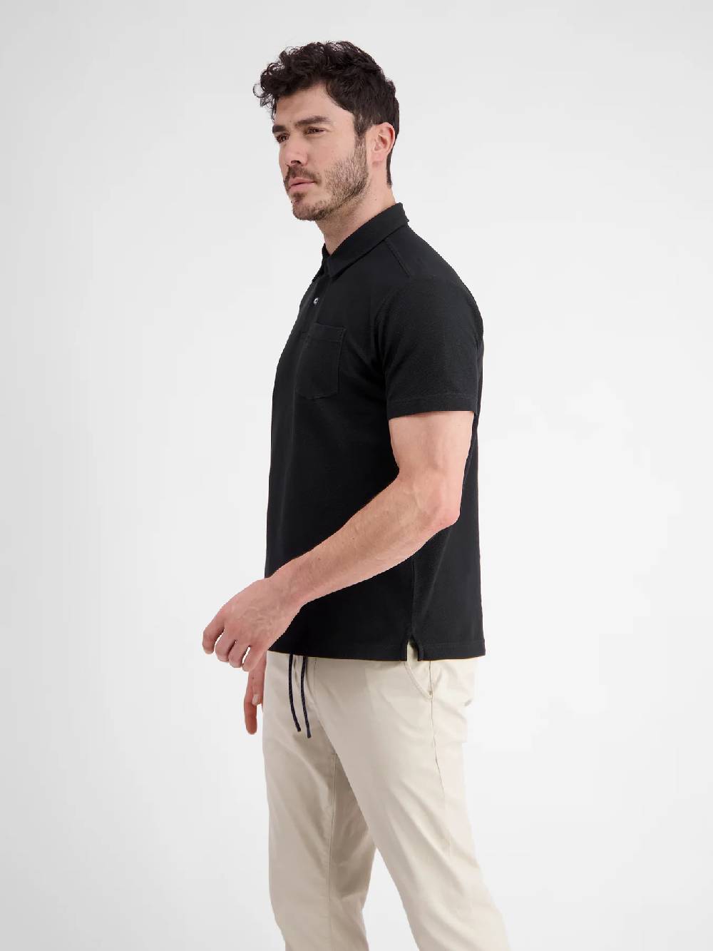 Lerros 2443204 POLOSHIRT IN SPORTIEVE WAFELPIQUÉKWALITEIT (290 BLACK) Cyber Monday