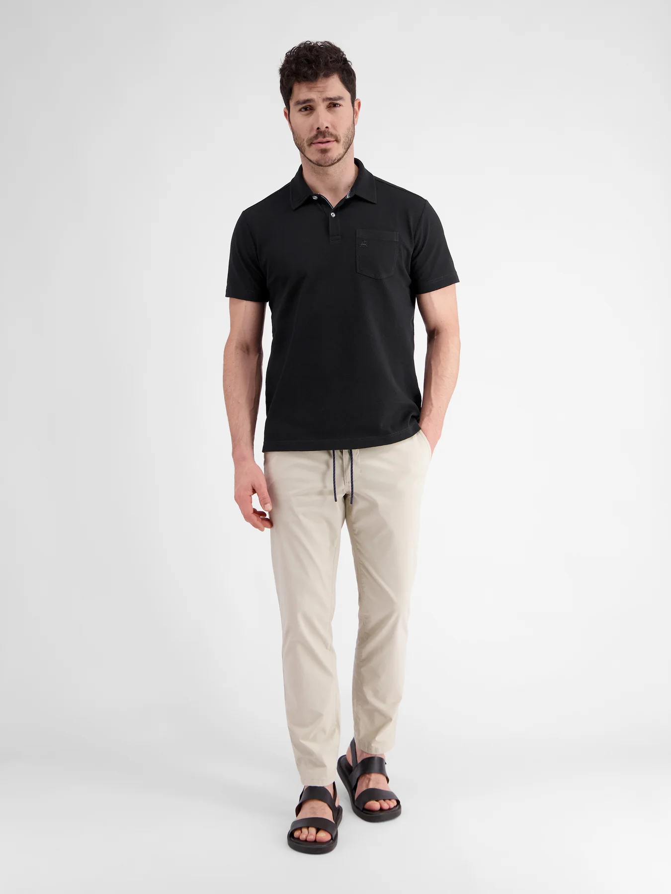 Lerros 2443204 POLOSHIRT IN SPORTIEVE WAFELPIQUÉKWALITEIT (290 BLACK) Cyber Monday