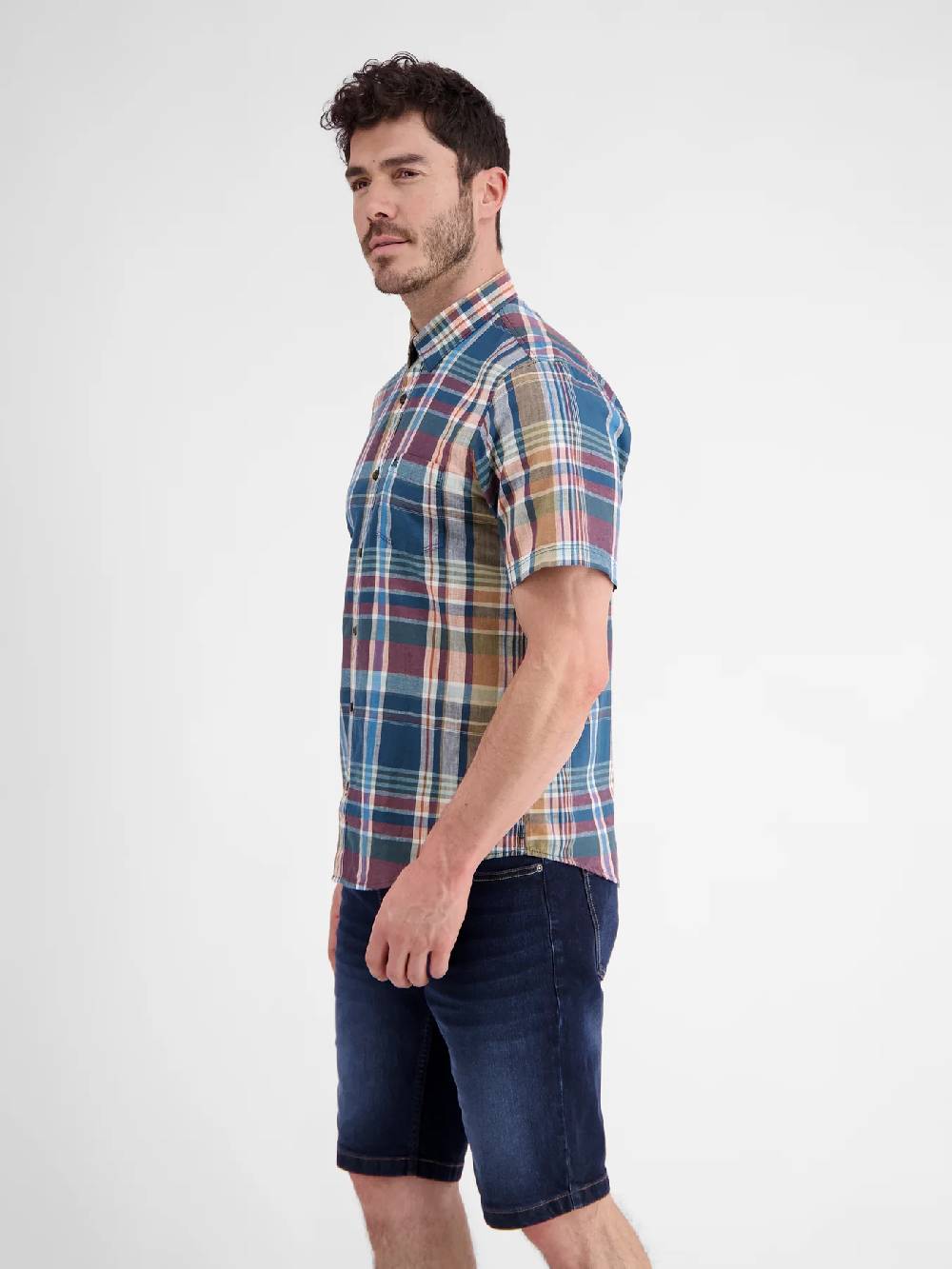 Lerros 2442011 GERUIT OVERHEMD KATOEN-LINNENMIX (448 STORM BLUE) Osterangebot