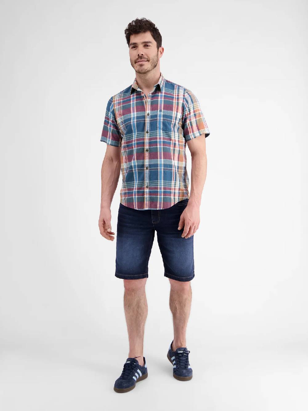Lerros 2442011 GERUIT OVERHEMD KATOEN-LINNENMIX (448 STORM BLUE) Osterangebot