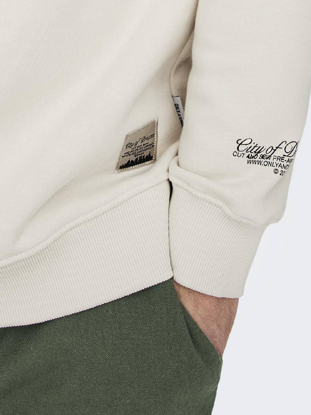 Only & Sons ONSRILEY REG 1/4 ZIP HIGH NECK SWT VD ANTIQUE WHITE Neueste Mode