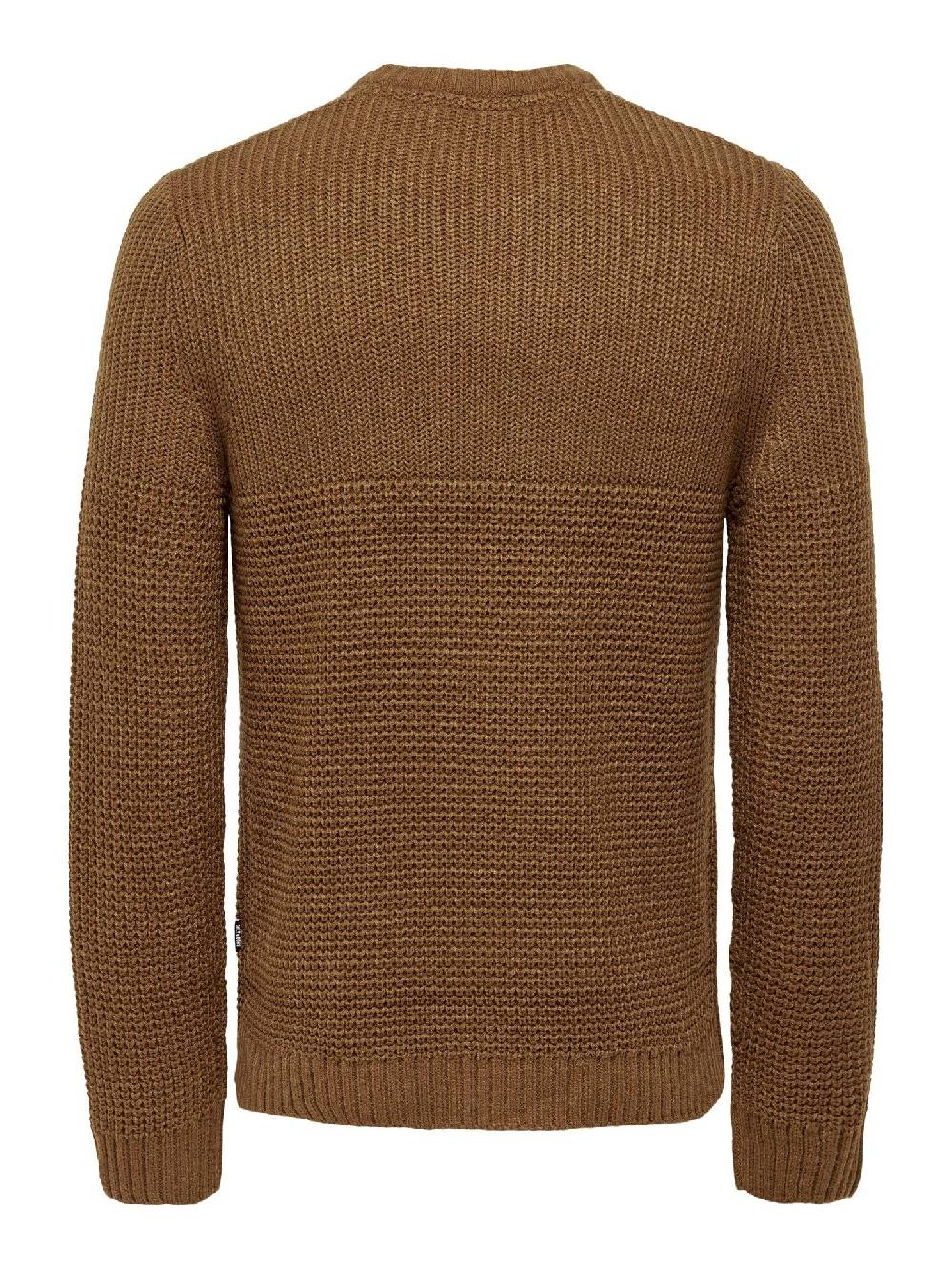 Only & Sons Onsadam 5 Struc Crew Knit (223024 Monks Robe) Black Friday