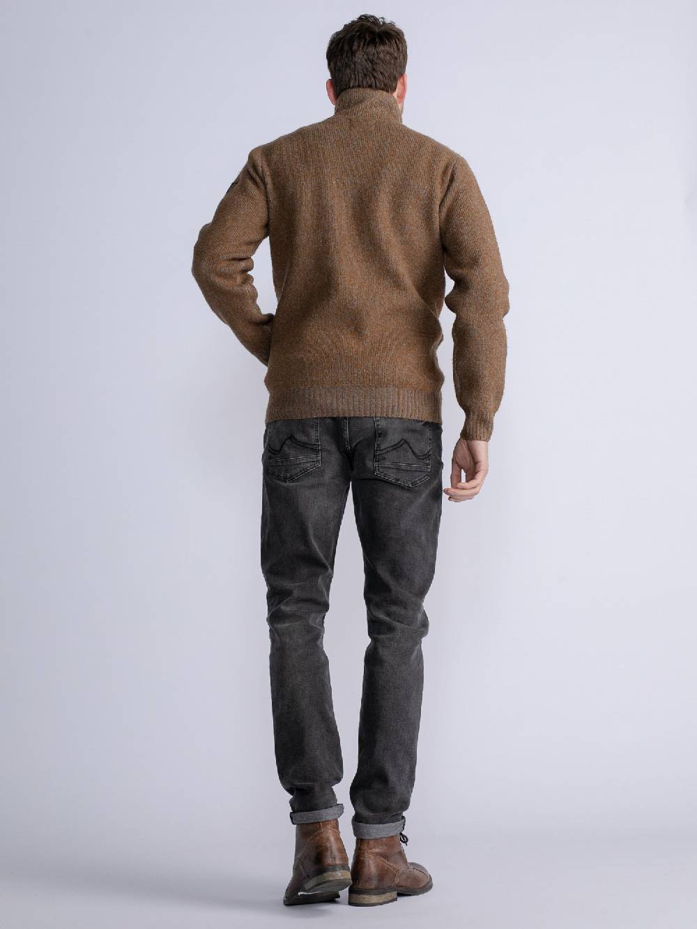 Petrol M-3030-Kwc218 - Men Knitwear Collar Cardigan (7060 Grey Truffle) Heißer Verkauf