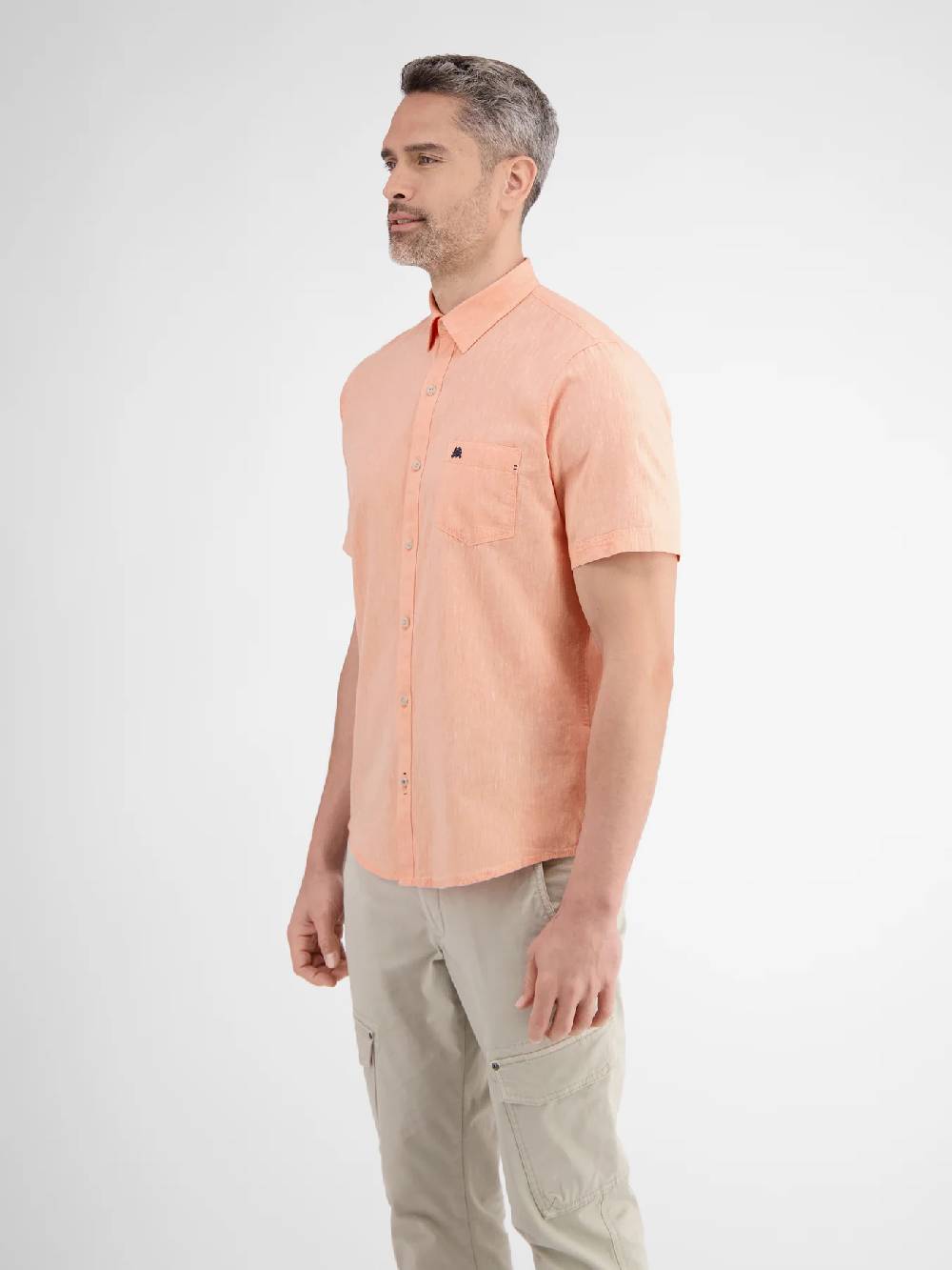 Lerros 2442010 CASUAL KATOENEN LINNEN OVERHEMD (927 MELLOW PEACH) Neueste Stile