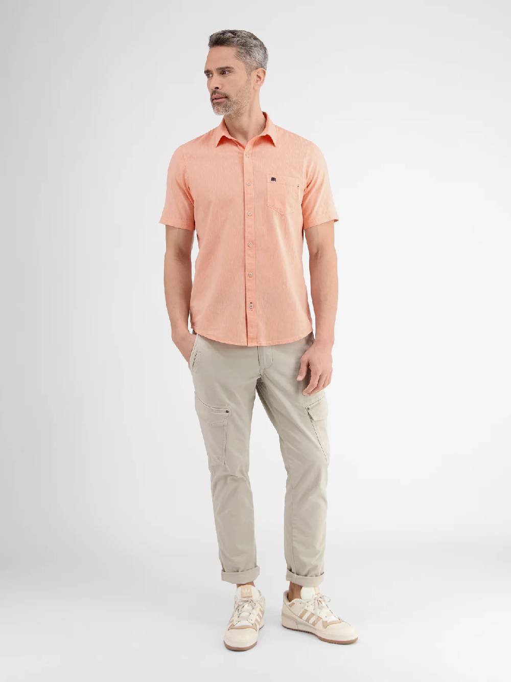 Lerros 2442010 CASUAL KATOENEN LINNEN OVERHEMD (927 MELLOW PEACH) Neueste Stile