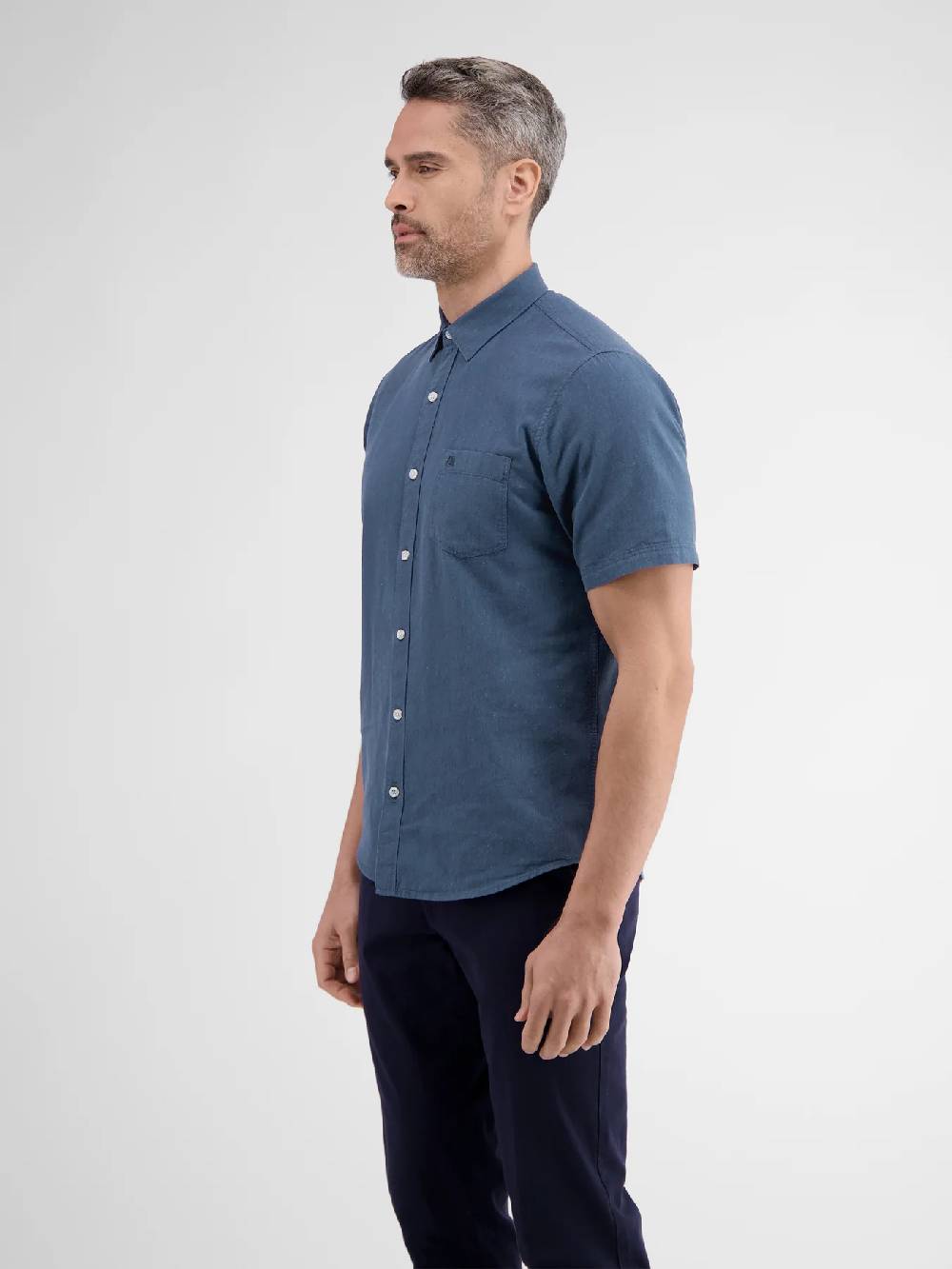 Lerros 2442010 CASUAL KATOENEN LINNEN OVERHEMD (485 CLASSIC NAVY) Letzter Tag