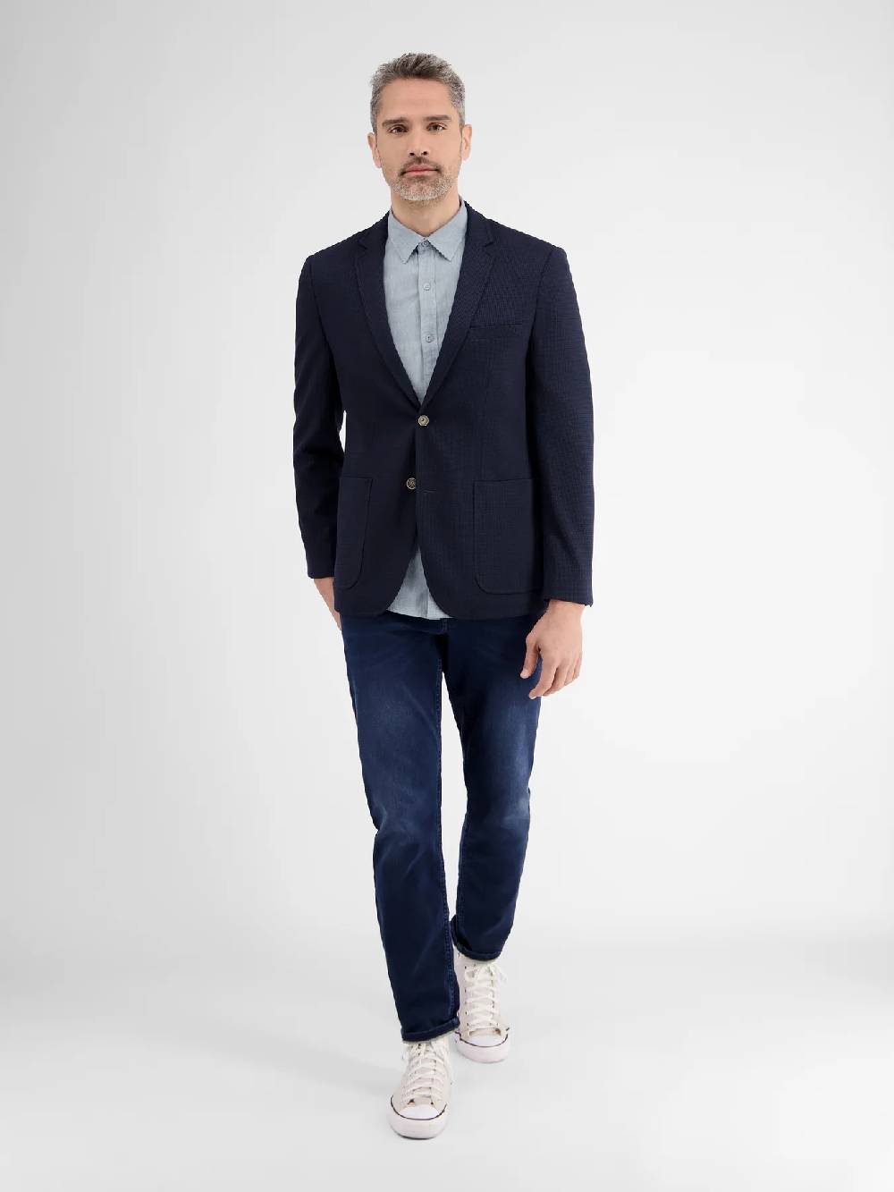Lerros 2442010 CASUAL KATOENEN LINNEN OVERHEMD (440 MID STORM BLUE) Zeitbegrenzte Promotion